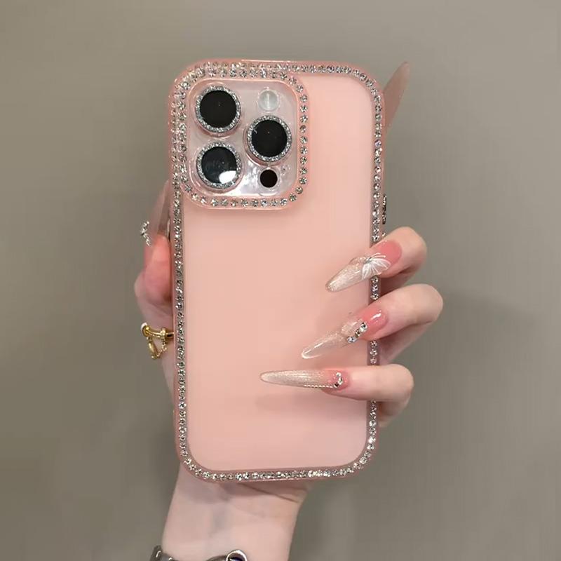 ins边框闪钻紫色适用苹果17手机壳iphone15promax新款2025网红爆款女16Pro超好看13高级感14pm防摔保护套外壳 - 图0