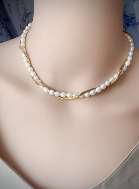 原创设计双层缠绕天然小米珠项链女轻奢小众遮疤项链