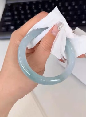 高端蓝水中国风手镯少女款白月光冰透镯子浅绿轻奢时尚百搭