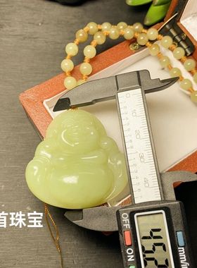 精美吊坠鸡油黄色玉佛弥勒笑佛挂件佛公男女款仿玉石玉坠项链大肚
