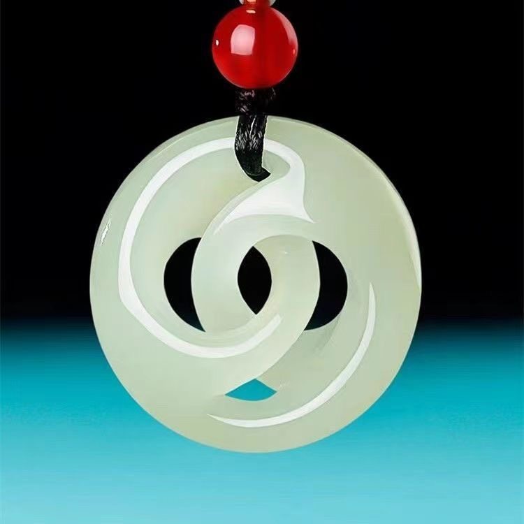 精雕和田色玉时来运转吊坠女款平安扣挂件女士时尚毛衣链项链项坠,淘宝优惠券,粉丝福利购,淘宝优惠卷