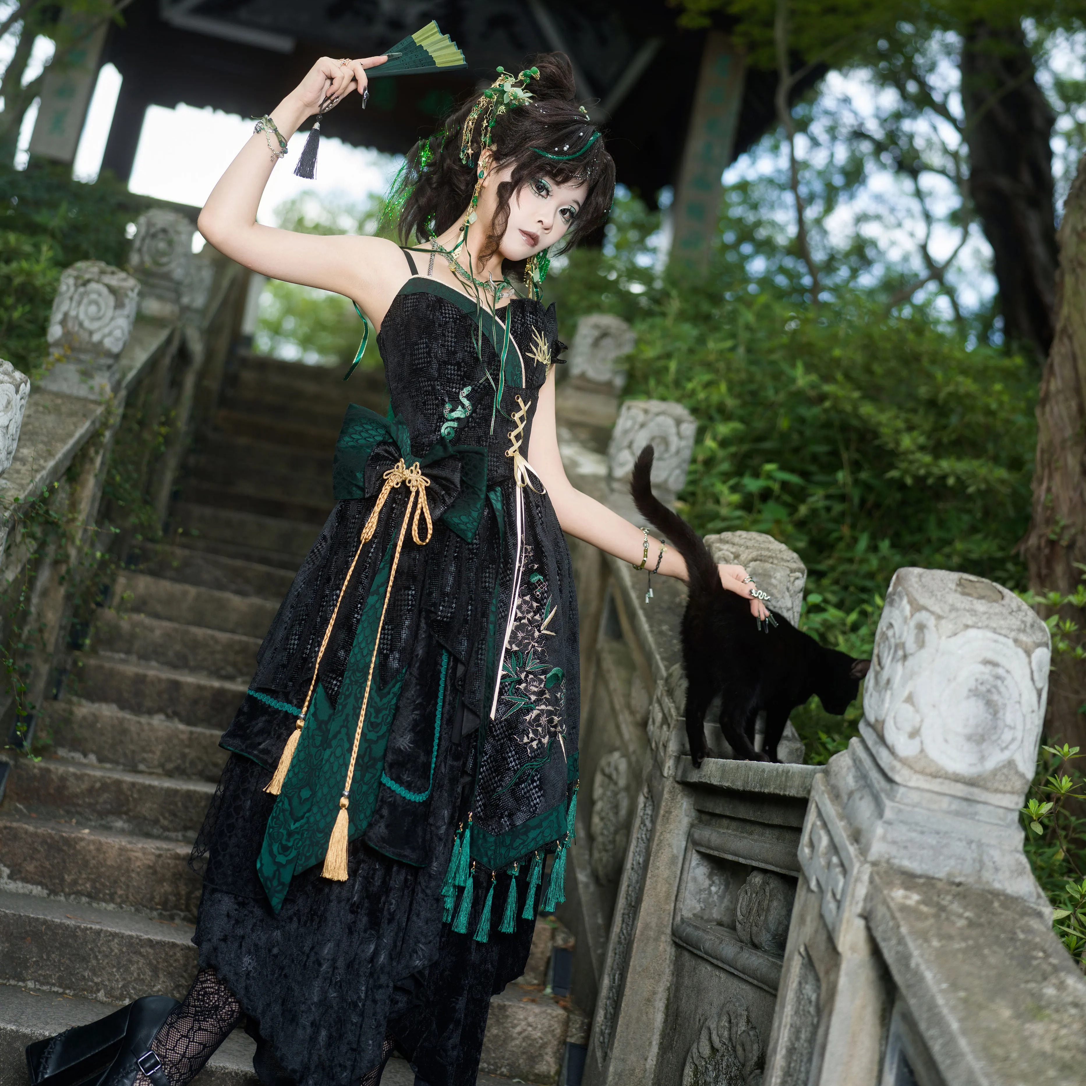 【定金】灵蛇 |樱罗原创-新品蛇元素暗纹刺绣重工国风Lolita预约~ - 图0