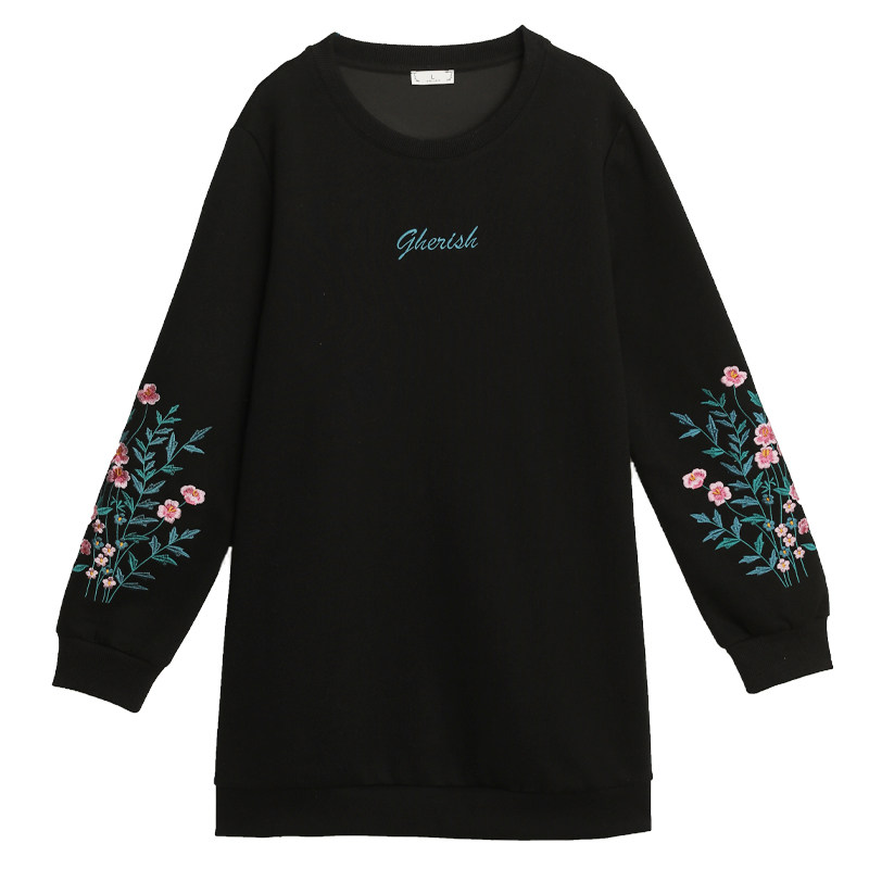 现货#2024春季新款胖mm中式绣花宽松遮肚显瘦大码上衣长袖卫衣,淘宝优惠券,粉丝福利购,淘宝优惠卷