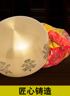 日式风纯铜引磬长柄佛具用品