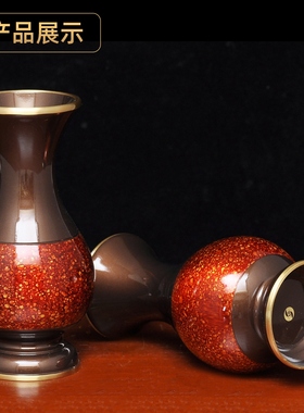 全铜虹晶花瓶摆件一对家居客厅室内插干花装饰品佛堂寺庙供佛花瓶