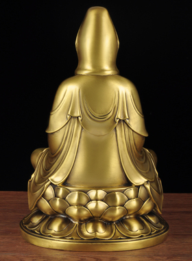 黄铜坐莲观音摆件南海寺庙