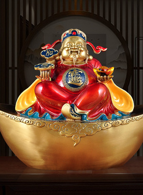 纯铜元宝财神爷佛像供奉开业礼品