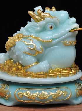 招财金蟾摆件家居客厅风水玉金蟾装饰收藏品乔迁新居店铺开业礼品