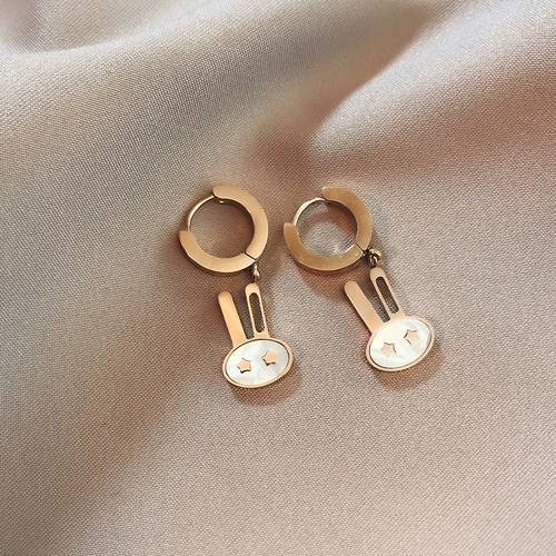 Милые золотые серьги из нержавеющей стали, легкий роскошный стиль, европейский стиль, розовое золото, в корейском стиле