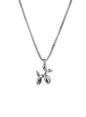 可爱气球空气狗锁骨链小狗仙女款项链钛钢电镀18k金项链女