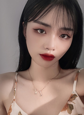 项链2020年新款女汤勺叉子吊坠玫瑰金饰品网红气质锁骨链设计感