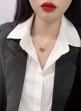 扇形项链ins吊坠女钛钢不掉色