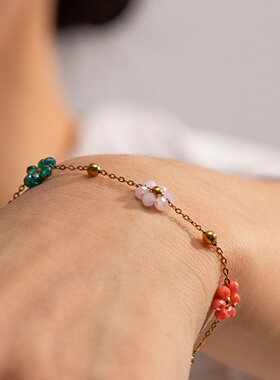 不掉色夏季水晶花朵项链女款2026新款颈链饰品套装配饰