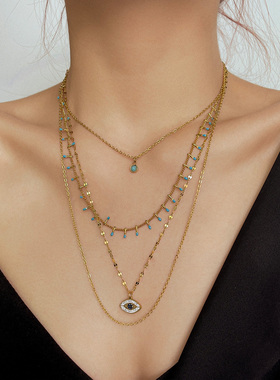 欧美达人不撞款项链女钛钢