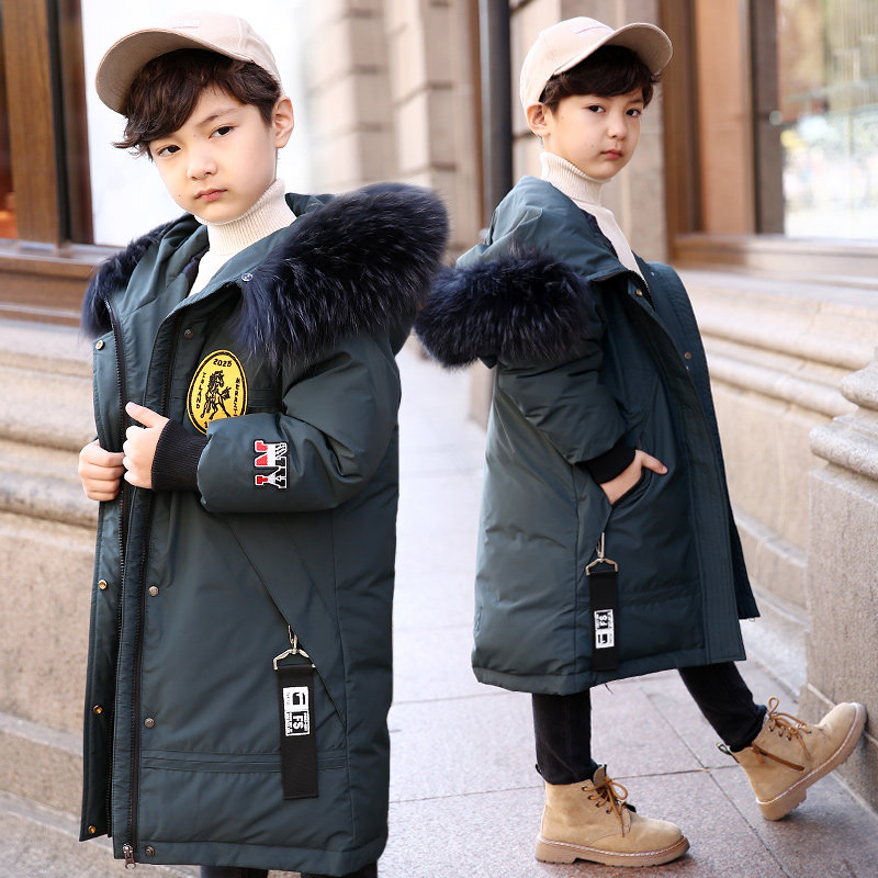 巴拉巴拉喵儿童羽绒服男童中长款 岸玲公子羽绒服