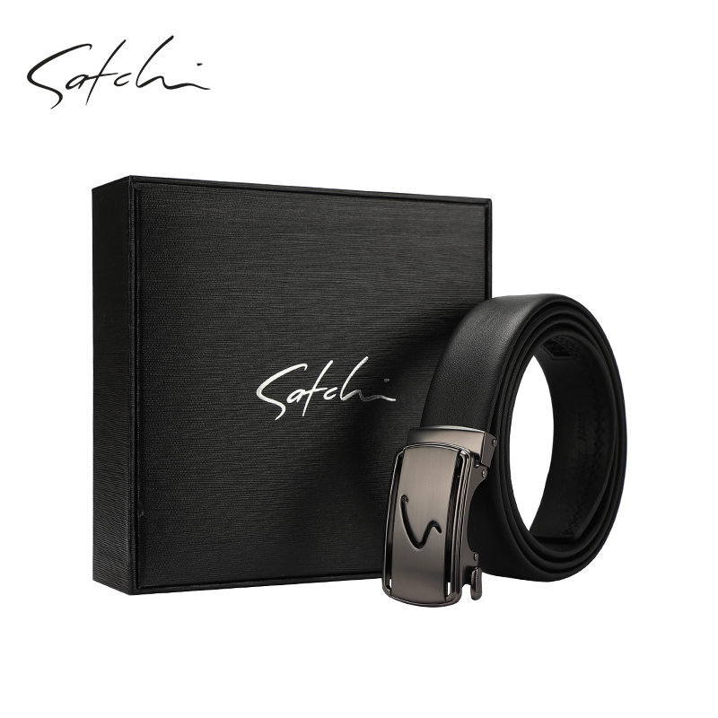 沙驰男士自动扣青年纯头层牛皮皮带 satchi沙驰腰带/皮带/腰链