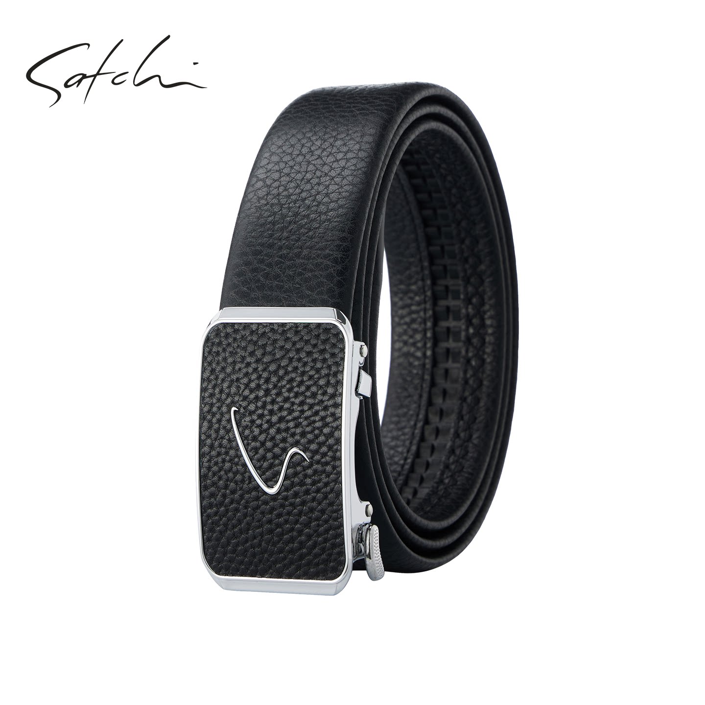 沙驰皮带男真皮商务大气头层牛皮裤带休闲正品内穿自动扣腰带潮