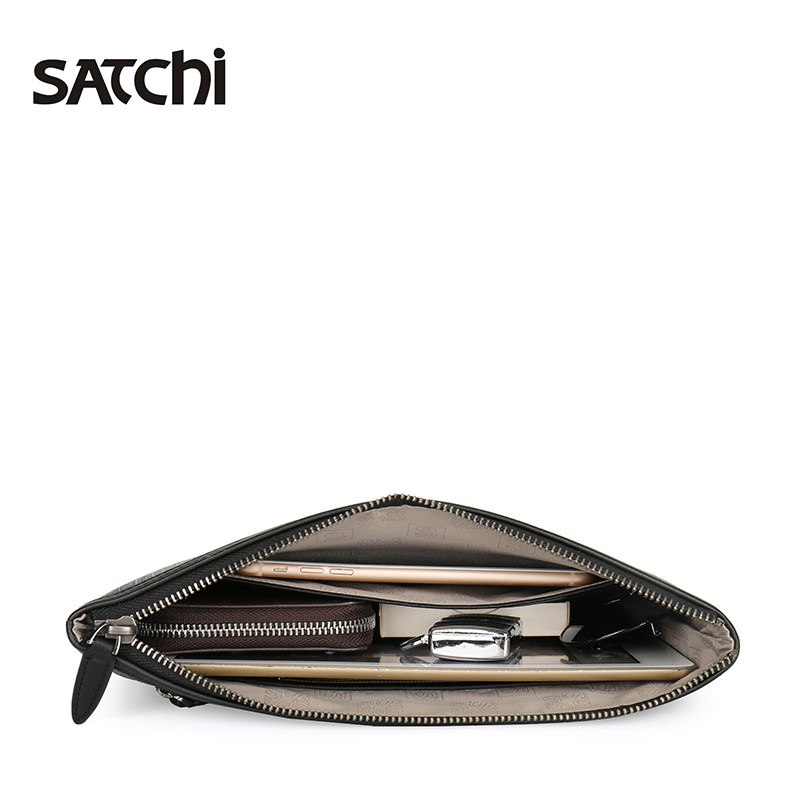 沙驰真皮经典印花信封包休闲男包 satchi沙驰男士包袋
