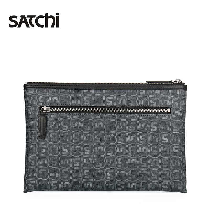 沙驰真皮经典印花信封包休闲男包 satchi沙驰男士包袋