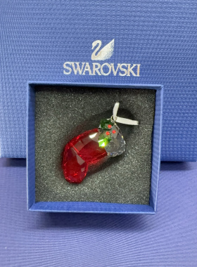 施华洛世奇水晶 圣诞节挂件红袜子 5223614 正品存货