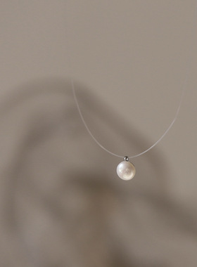 人鱼泪鱼线珍珠项链隐形线串珠极光淡水珠少女心高级感小众锁骨链