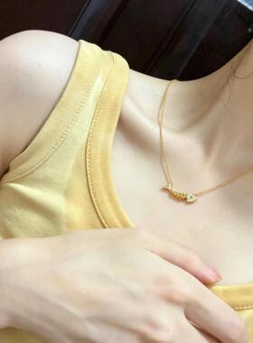 少女时代精致鱼骨小鱼项链女轻奢小众设计感锁骨链百搭通勤细链