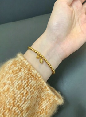 人间温柔两世欢金珠手链磨砂小金珠莲蓬吊坠新中式氛围感百搭手串