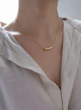 女王的权杖，耐看不过时款立体沉甸甸实心项链锁骨链仿真金款秋冬