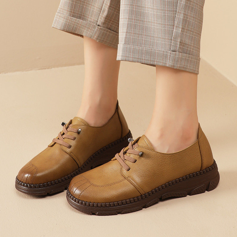 中年女式真皮鞋复古全牛皮单鞋休闲平底女鞋春季中老年软底妈妈鞋,淘宝优惠券,粉丝福利购,淘宝优惠卷