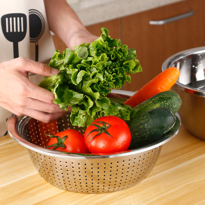食品级304不锈钢盆圆形餐盆加深打蛋盆洗菜沥水篮厨房家用小盆子,淘宝优惠券,粉丝福利购,淘宝优惠卷