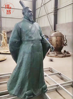古代将军出征打仗青铜像战马士兵雕塑文人将士纯铜雕像大将军铜像