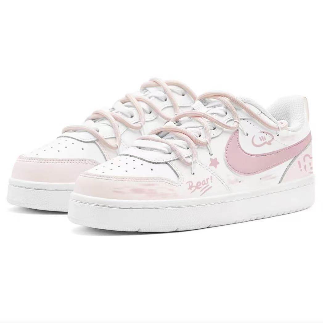 【定制球鞋】Nike Court Borough 2  少女心 可爱减龄  GS 粉白色,淘宝优惠券,粉丝福利购,淘宝优惠卷