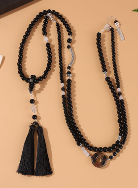 新中式百搭黑色旗袍古风汉服璎珞