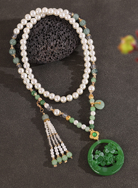 新中式仿珍珠璎珞短项链