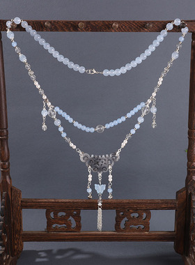 古风汉服长项链渐变流苏软璎珞