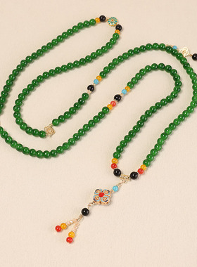 汉服新中式绿色古风配饰品串珠