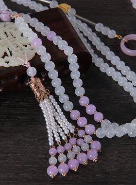 森系紫色超长流苏软璎珞背云