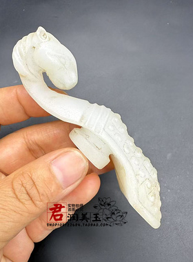 琉璃羊头带钩把件仿古明清挂钩