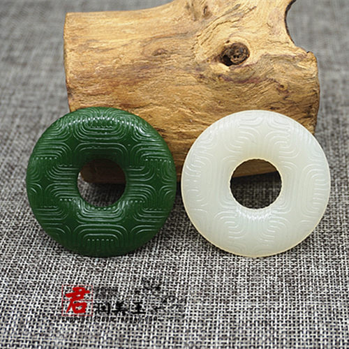 琉璃圆环玉环复古祥云纹平安扣玉佩DIY手工配件车挂汉服腰佩玉坠 - 图2