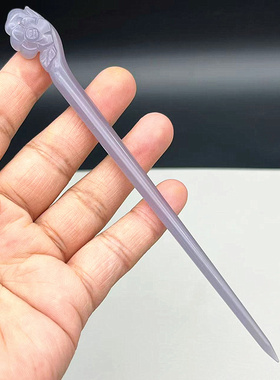 新款琉璃梅花发簪头饰烟紫色仿玉簪子发饰古风汉服新国风影视发钗