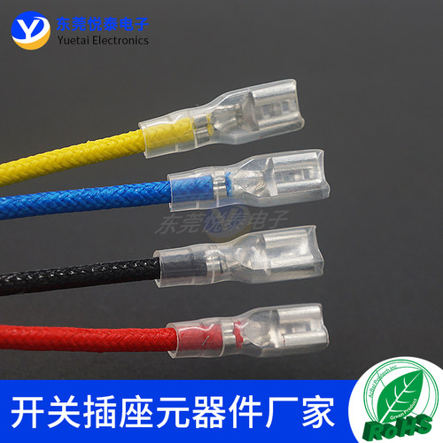 高温平编织线4.8mm插簧线 单双头插拔式接线端子插簧小开关插簧线 - 图2