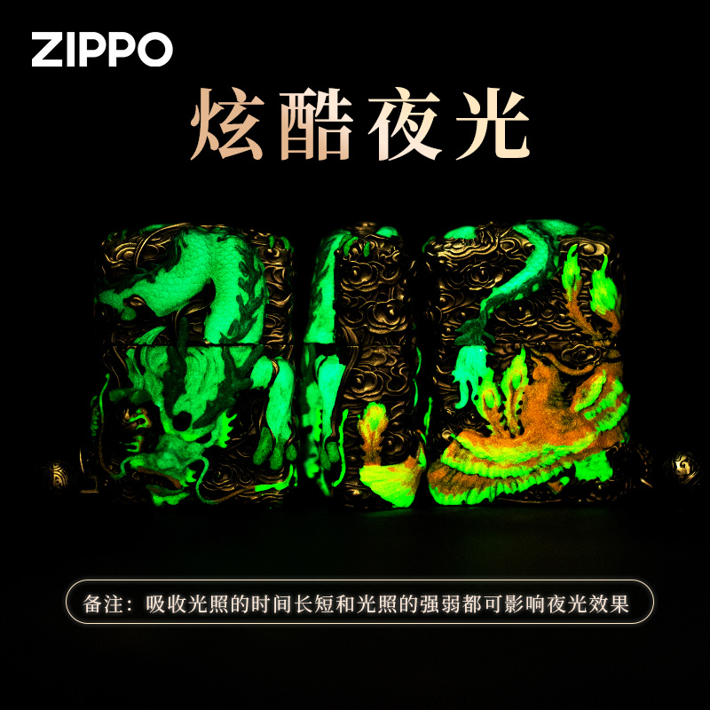 zippo打火机正品官方版男士原装重甲招财珐琅龙凤燃油防风送男友 - 图1