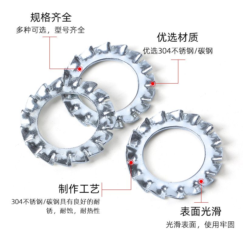 4.8级碳钢外齿内多齿防滑垫片菊花介子防滑垫圈M3M4M5M6M8M12-20-图0