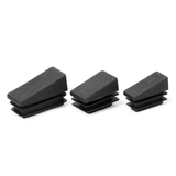 PE пластиковая квадратная скошенная внутренняя заглушка, регулируемая квадратная трубчатая заглушка, головка из нержавеющей стали, подставка для ног стола и стула, скошенная крышка, оцинкованная