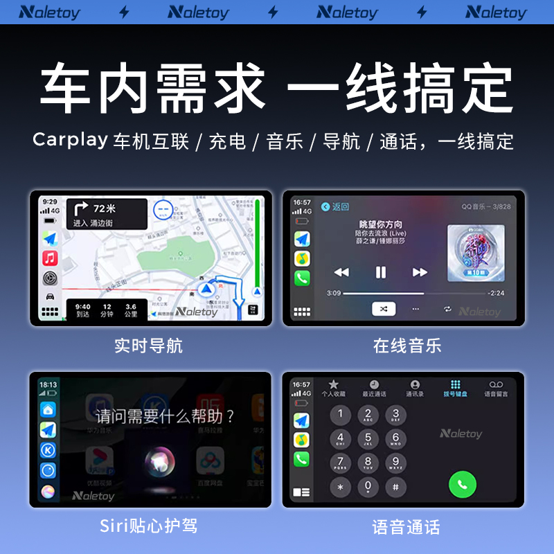 Naletoy适用苹果15车载数据线Carplay充电器线手机C口usb转typec快充iPhone15proMax车充加长快速PD平板iPad