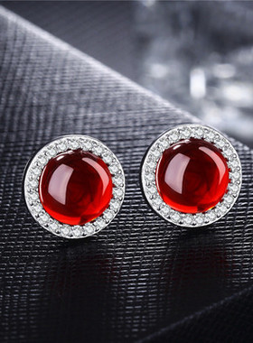 925纯银红宝石玛瑙玉髓吊坠女