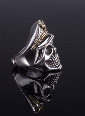 复古泰银朋克骷髅头学生男士戒指