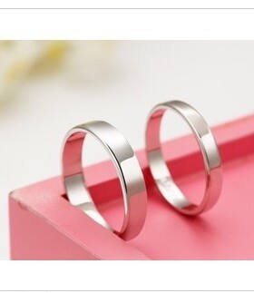 简单爱风纯银情侣光面结婚戒子