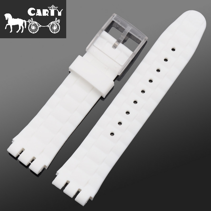 carty硅胶表带黑白 swatch手表胶带 carty配件