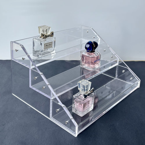 加厚亚克力阶梯收纳盒桌面置物架高承重烈酒洋酒展示架透明香水架 - 图1